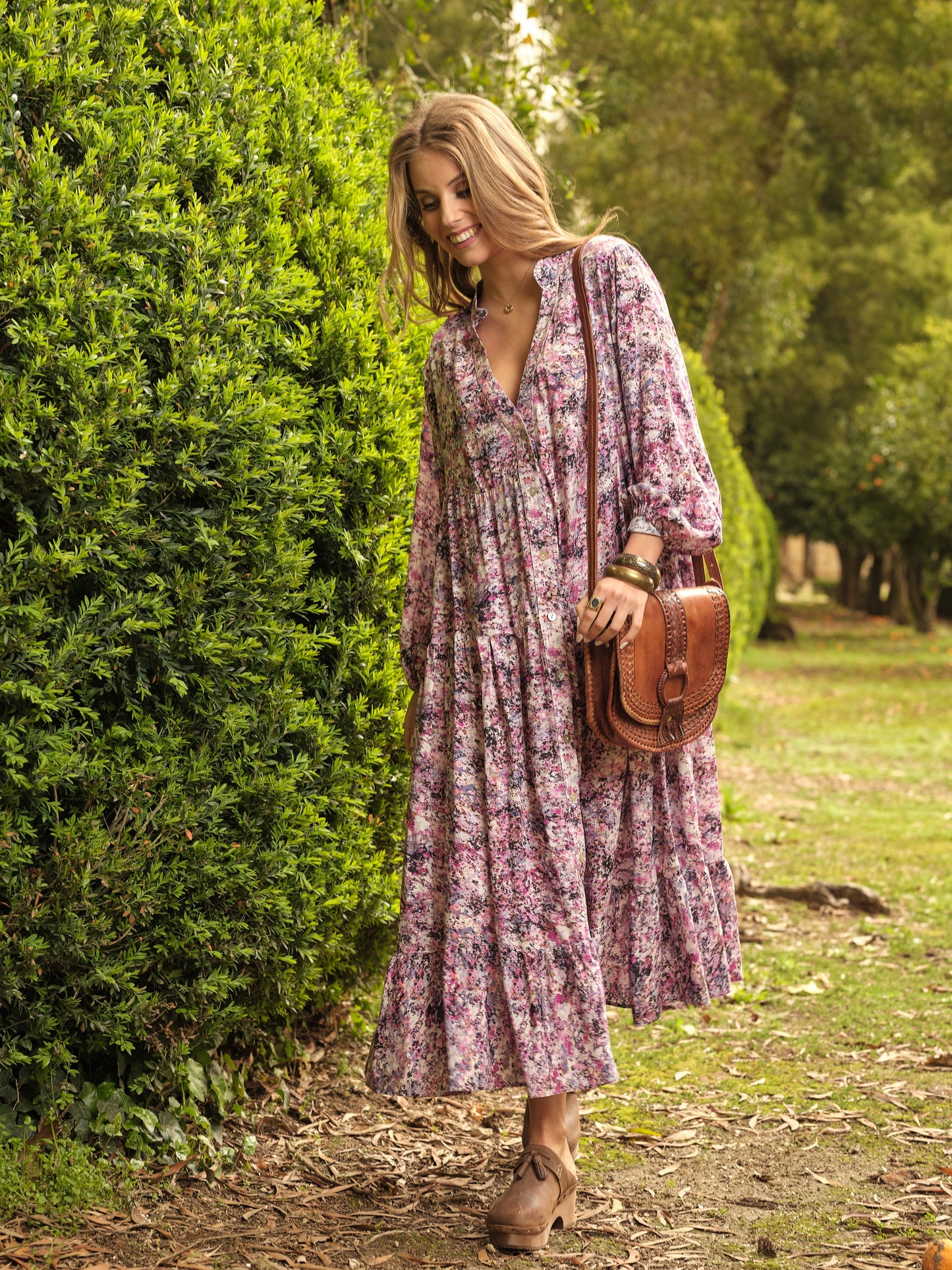 Vestido largo con estampado floral