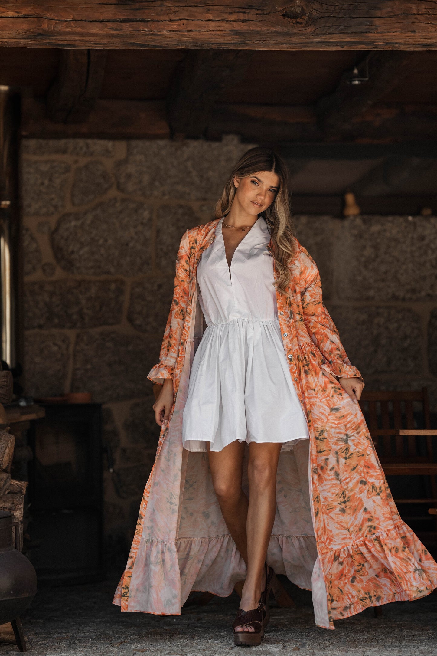 vestido camisero estampado